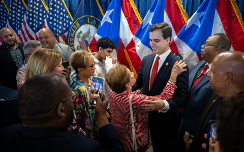 Congressman with constituents